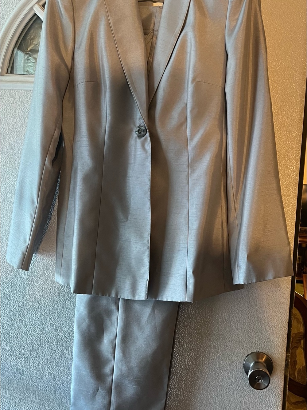 Women's Silver Two-Piece Suit Blazer and Trousers